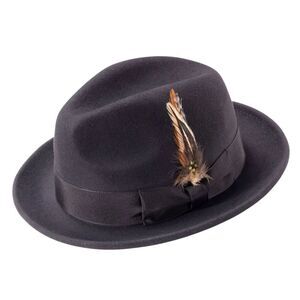 MONTIQUE  MENS BLACK 2" SNAP BRIM CRUSHABLE 100% WOOL FELT FEDORA HAT. H10 